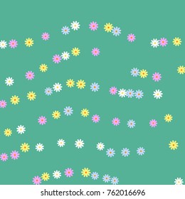 Striped Floral Background. Bright Lines of Gentle Daisy Flowers
