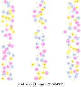 Striped Floral Background. Bright Lines of Gentle Daisy Flowers