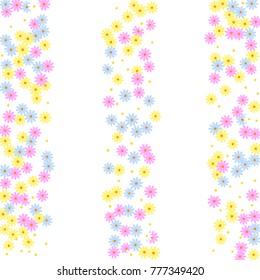 Striped Floral Background. Bright Lines of Gentle Daisy Flowers