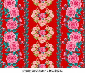 Striped floral pattern. Beautiful print for home textile, wallpapers, covers, manufacturing.