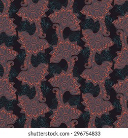 striped floral seamless pattern in Indian style.