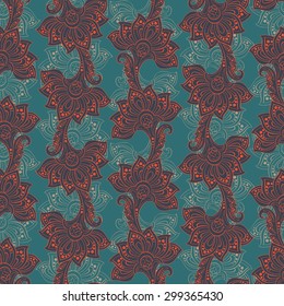 striped floral seamless pattern in Indian style.