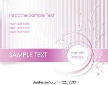Striped flower background - romantic floral greeting card - white, pink and purple - suitable for themes like love, beauty, spring, valentine, birthday, wedding and the like - vector, eps10