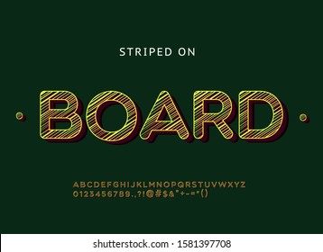 Striped font design, alphabet letters and numbers, Striped style, vector illustration