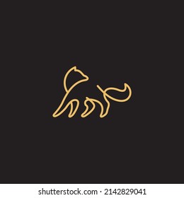 striped fox logo gold vector design