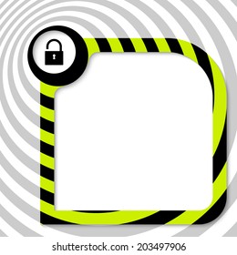 striped frame for entering text with padlock