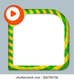 striped frame for entering text with play symbol