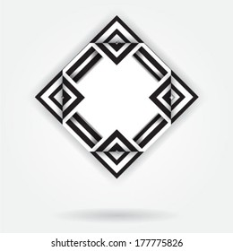 Striped frame with shadow. Vector illustration.