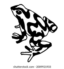 Striped frog. Black and white doodle, vector image of a frog. For logos, labels, books, packaging.