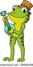 The striped frog tree is playing the banjo of illustration