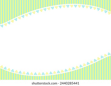 Striped and garland patterned frame background, striped and triangular curved frame