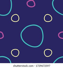 Diseño geométrico a rayas Círculos colocados sobre fondo azul oscuro de la moda de repetición vectorial sin fisuras