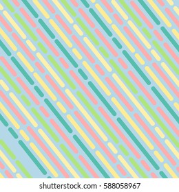 Striped geometric pattern light blue background vector vintage design with colorful dashed lines