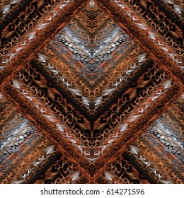 Striped geometric seamless pattern. Abstract gold stripes background. Modern vector grunge arras surface 3d  texture with embroidery effect. Ornament for fabrics, prints, wallpapers, textile