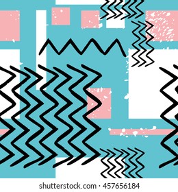 Striped geometric seamless pattern design. Hand drawn black stripes. Vector Illustration