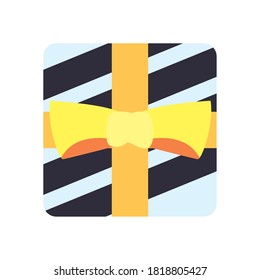 striped gift with bowtie free form style icon design, happy birthday celebration decoration party festive and surprise theme Vector illustration