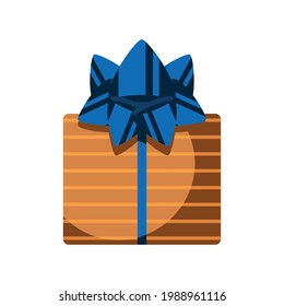 caja de regalo rayada arco azul