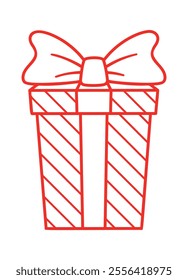 Striped gift box hand-drawn scribble