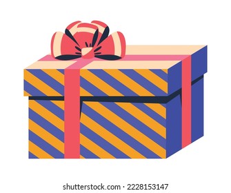 striped gift box icon isolated