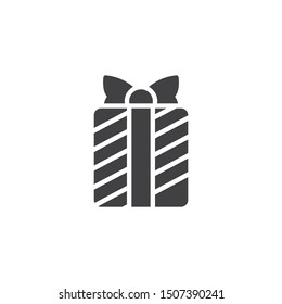 Striped gift box vector icon. Present box with stripes filled flat sign for mobile concept and web design. Gift box with bow glyph icon. Symbol, logo illustration. Vector graphics