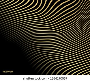 Striped gold texture, Abstract warped Diagonal Striped Background, waved lines texture. Brand new style for your business design, vector template for your ideas