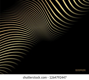 Striped gold texture, Abstract warped Diagonal Striped Background, waved lines texture. Brand new style for your business design, vector template for your ideas