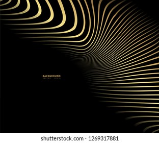Striped gold texture, Abstract warped Diagonal Striped Background, waved lines texture. Brand new style for your business design, vector template for your ideas