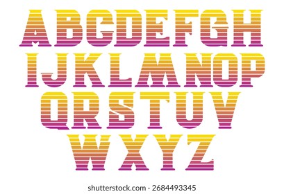 Striped Gradient Alphabet Letters Vector Typography Design A to Z