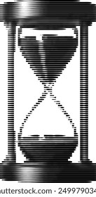 Striped grayscale pattern morphs into the shape of an hourglass.