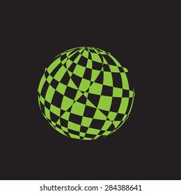 Striped green on gray background. Logo design. Illustration. Latex




