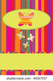 striped greeting card with butterfly