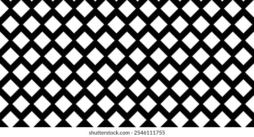 Striped grid with squares art seamless background. Black tilted square pattern background. Seamless pattern. Black and white repeating chevron motif. Minimalist simple pattern design. EPS Vector