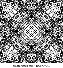 Striped Grunge Overlay Vector Wavy Mesh Grid Expressed Ornament Diagonal Texture For Your Design. Empty distressed wooden fiber grid mesh background. EPS10 vector.