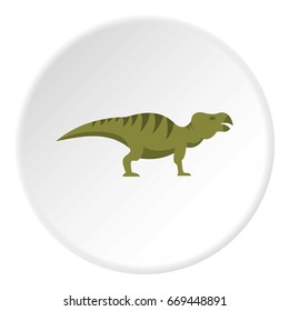 Striped hadrosaurid dinosaur icon in flat circle isolated on white background vector illustration for web
