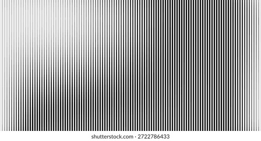 Plano de fundo de gradação de meio-tom listrado. Textura de linha vertical com deslocamento de densidade suave. Reticulado de transição de gradiente para design moderno de cobertura e sobreposição.