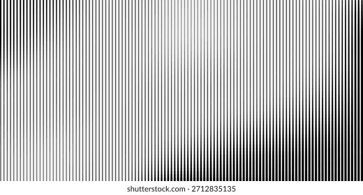 Striped halftone gradation, gradient transition lattice. Repeating thin lines with soft density variation. Monochrome backdrop.
