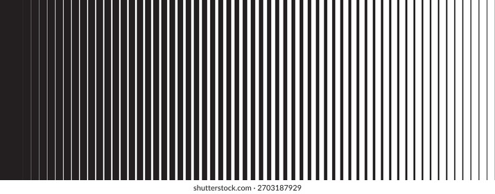 Gestreifte Rasterstruktur. Verblassender vertikaler Linienverlaufshintergrund. Hintergrund für sich wiederholende Muster. Schwarze Halbton parallele Linien Hintergrund für Overlay, Druck, Abdeckung, Grafik-Design. EPS10