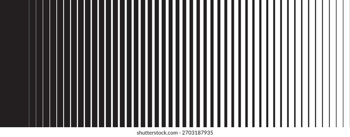 Gestreifte Rasterstruktur. Verblassender vertikaler Linienverlaufshintergrund. Hintergrund für sich wiederholende Muster. Schwarze Halbton parallele Linien Hintergrund für Overlay, Druck, Abdeckung, Grafik-Design. EPS10