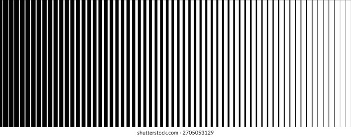 Gestreifte Rasterstruktur. Verblassender vertikaler Linienverlaufshintergrund. Hintergrund für sich wiederholende Muster. Schwarze Halbton parallele Linien Hintergrund für Overlay, Druck, Abdeckung, Grafik-Design. Kunst