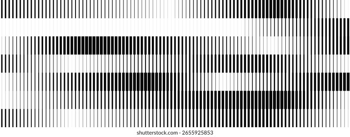 Striped halftone gradient texture. Fading line gradation background. Repeating strip pattern backdrop. Black and white parallel lines wallpaper. Vector halfton patern overlay. Doppler effect concept