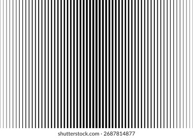 Striped halftone gradient texture with fading vertical lines. Repeating black pattern backdrop for overlay, print, poster, or cover. Modern abstract parallel line wallpaper for graphic design projects