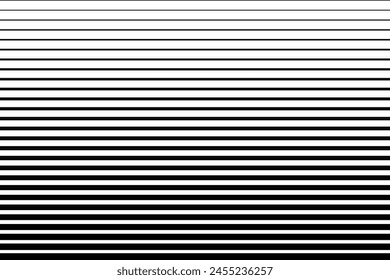 Striped halftone pattern. Black and white monochrome background with horizontal lines. Minimalistic print