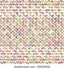 Striped hand drawn vector seamless pattern with ethnic and tribal motifs in multiple bright colors (orange, purple, blue, black, violet, white) for summer fall fashion