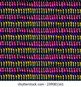 Striped hand painted and drawn vector seamless pattern with ethnic and tribal motifs, zigzag lines, in multiple bright colors for summer fall fashion