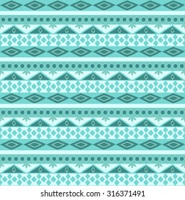 Striped hand painted seamless pattern with ethnic and tribal motifs, zigzag lines in multiple bright colors for textile
