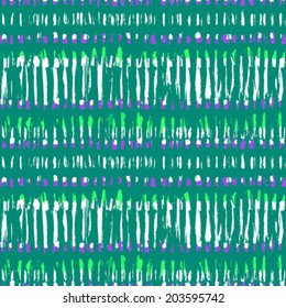 Striped hand painted vector seamless pattern with ethnic and tribal motifs in multiple bright colors for summer fall fashion