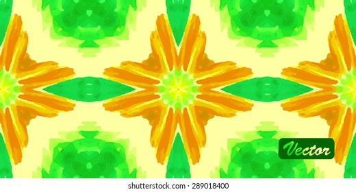 Striped hand painted vector seamless pattern with ethnic and tribal motifs, zigzag lines, brushstrokes and splatters of paint in multiple bright colors. Vector illustration. 