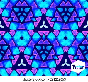 Striped hand painted vector seamless pattern with ethnic and tribal motifs, zigzag lines, brushstrokes and splatters of paint in multiple bright colors. Vector illustration