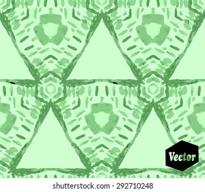 Striped hand painted vector seamless pattern with ethnic and tribal motifs, zigzag lines, brushstrokes and splatters of paint in multiple bright colors. Vector illustration