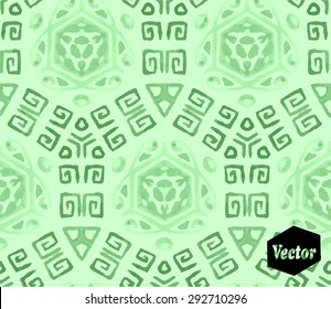 Striped hand painted vector seamless pattern with ethnic and tribal motifs, zigzag lines, brushstrokes and splatters of paint in multiple bright colors. Vector illustration